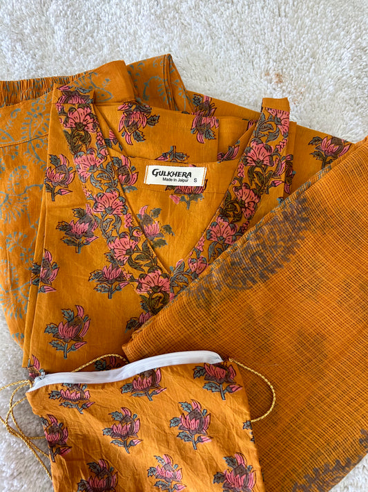 Cotton Straight Suit Set with Kota Doriya Dupatta